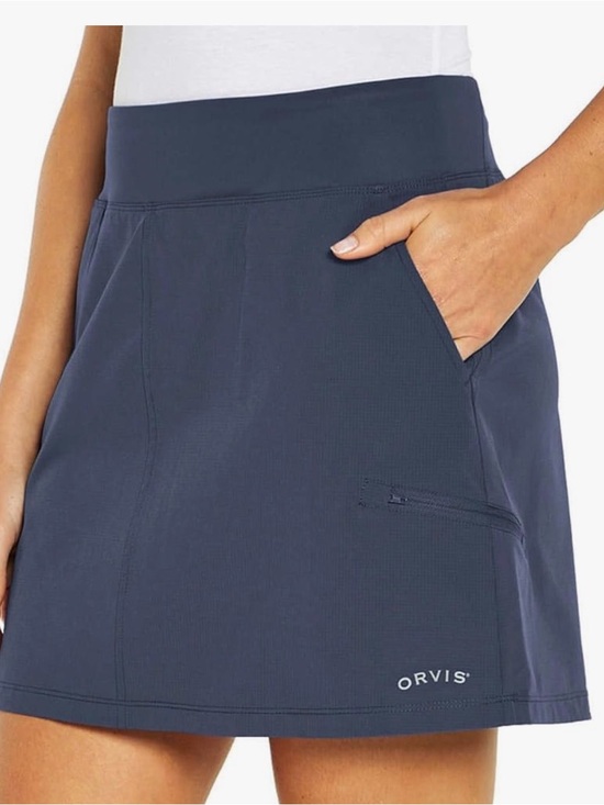 Orvis Pants - Orvis Active Skort Blue Zip Pocket Athletic Golf Travel Skirt XL EUC